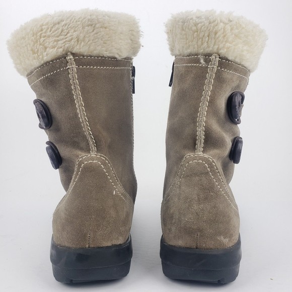 Clarks Bendables Women's Boots Beige Suede Faux Fur Ankle Booties Size 11 M - Picture 10 of 16
